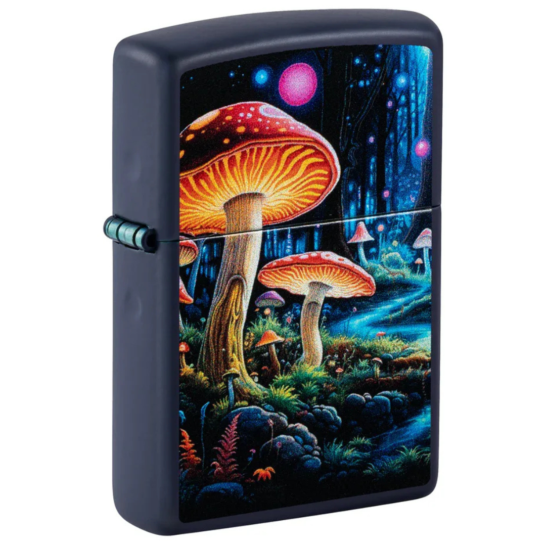 Bật Lửa Zippo Black Light Mushroom Design 46947  - Thiết Kế Rừng Nấm Phát Sáng UV - Hàng Chính Hãng Mỹ