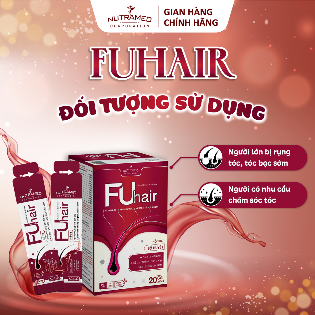 Gói uống Fuhair hỗ trợ bổ huyết, đen tóc, đẹp da cho phái đẹp (20 gói) - Nutramed