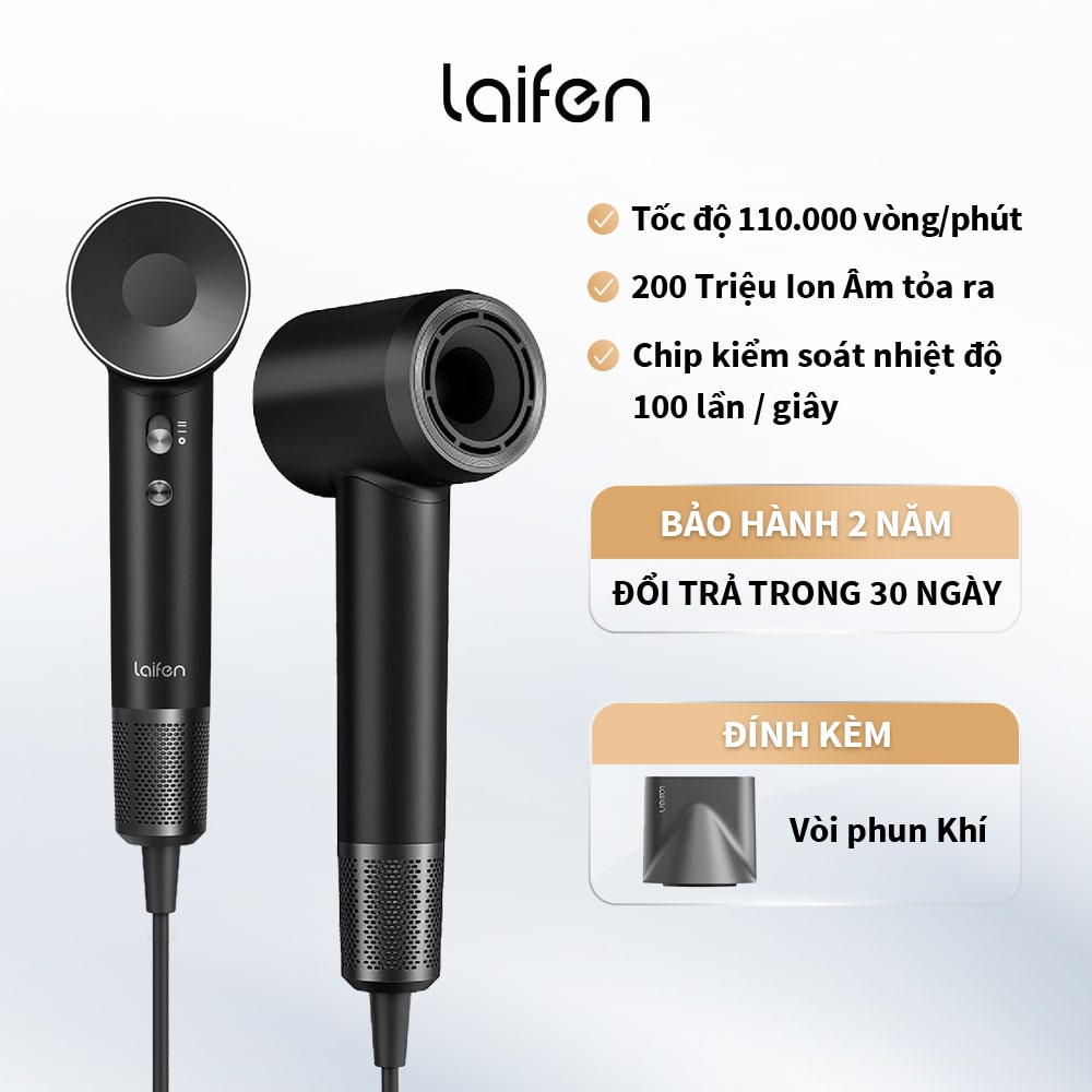 Máy sấy tóc ion âm tốc độ cao Laifen Swift Màu Đen