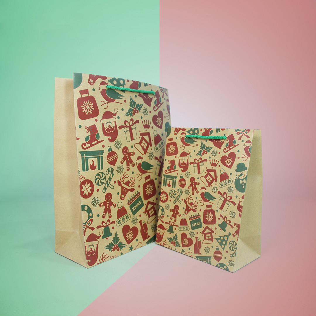 Túi giấy Kraft Noel đựng quà [COMBO 10 cái] Mã XMAS02