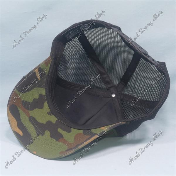 Nón kết lưới in đại bàng in chữ Freedom phía sau khóa nhựa phía trong và trước có tem vòng đầu 55-58cm - Lính