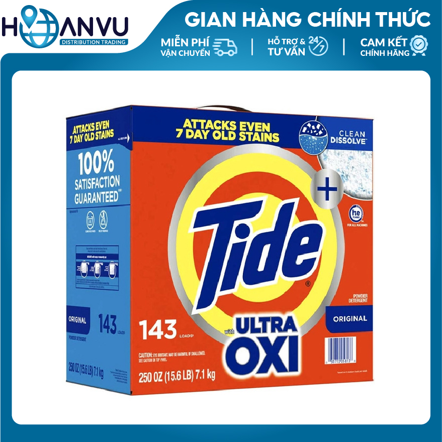 Bột Giặt Tide HE Ultra Oxi Powder Laundry Detergent Original 7.1kg