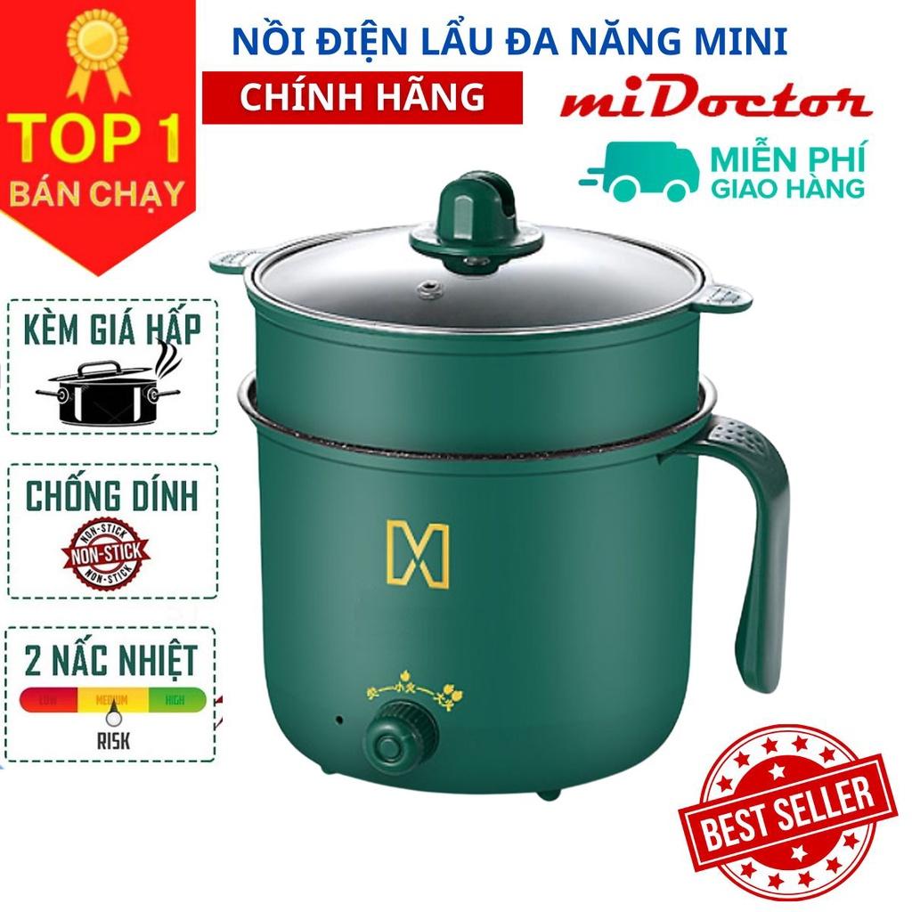 Nồi Lẩu Điện Mini Kiêm Nấu Cơm Đa Năng Chống Dính 1.8L - Hàng Chính hãng miDoctor