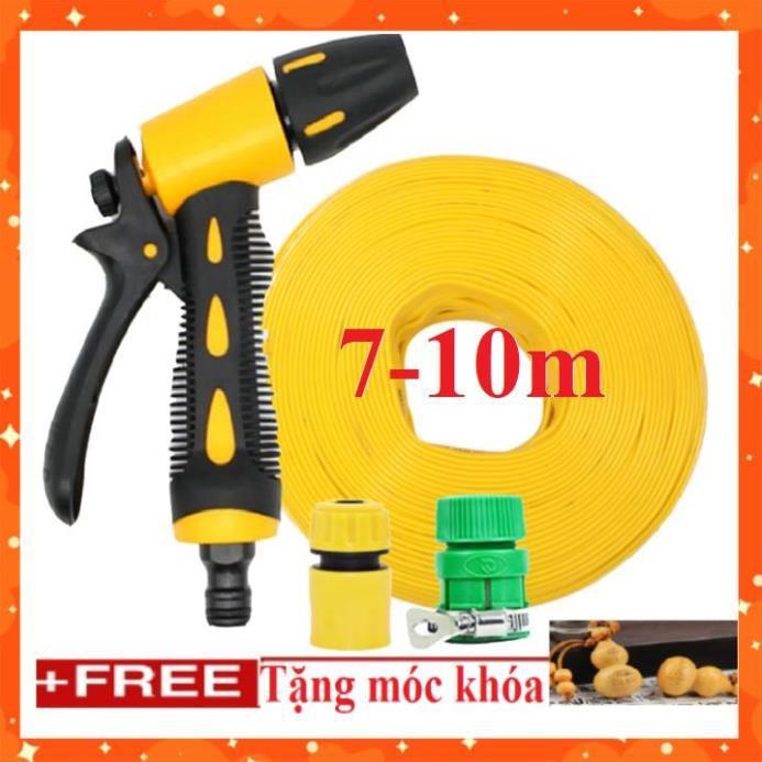 Bộ dây vòi xịt nước rửa xe, tưới cây . tăng áp 3 lần, loại 7m, 10m 206319 cút sập,