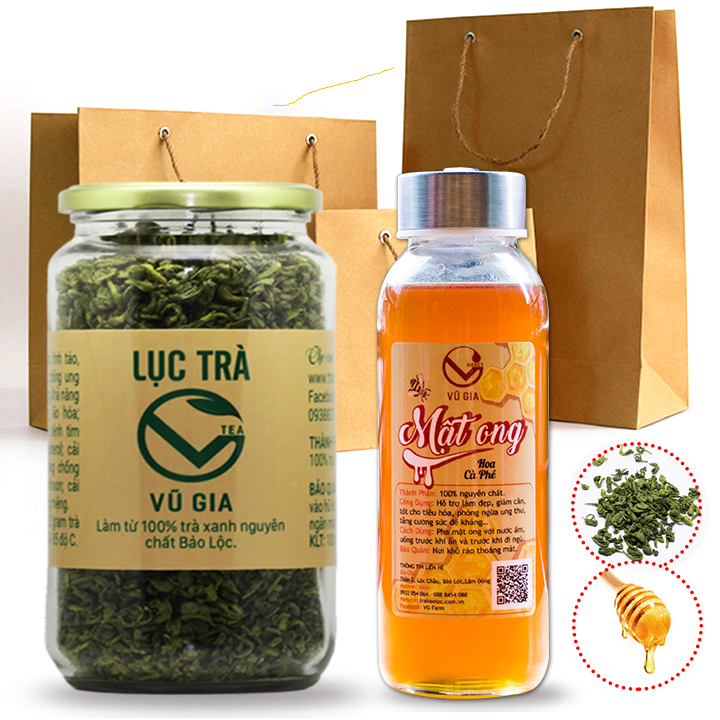 Combo Lục Trà 100g + Mật Ong Hoa Cà Phê 420g - Nguyên Chất Vũ Gia - Món Quà Cho Sức Khỏe