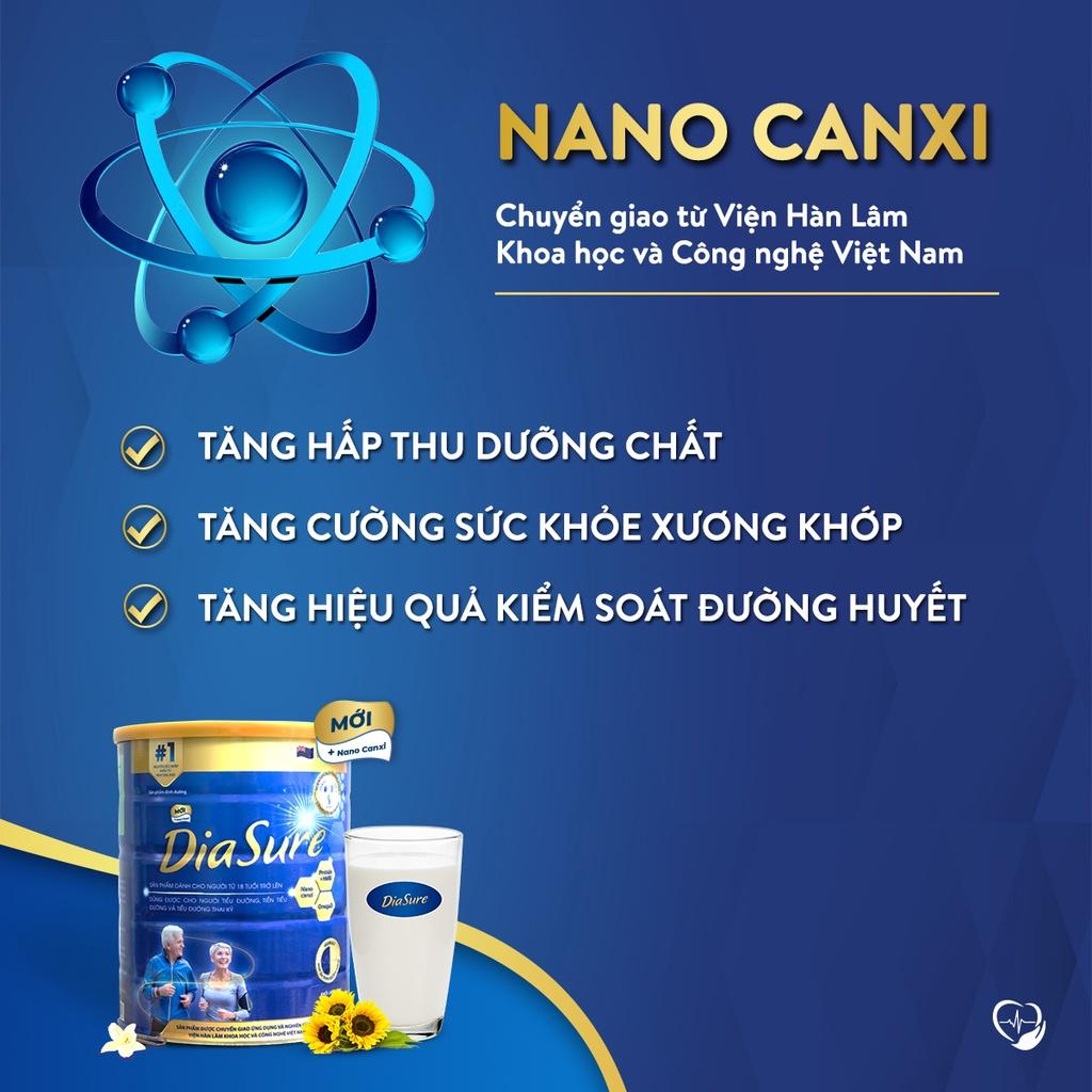 Sữa Non Diasure 850G (NEW) bổ sung thêm Nano Canxi, Omega3, (Mua 5 tặng 3 hộp 450G)-Sữa dành cho người tiểu đường