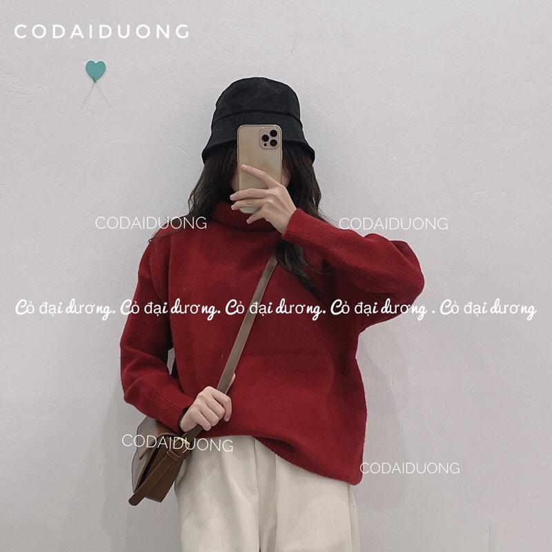 Áo len trơn cao cổ