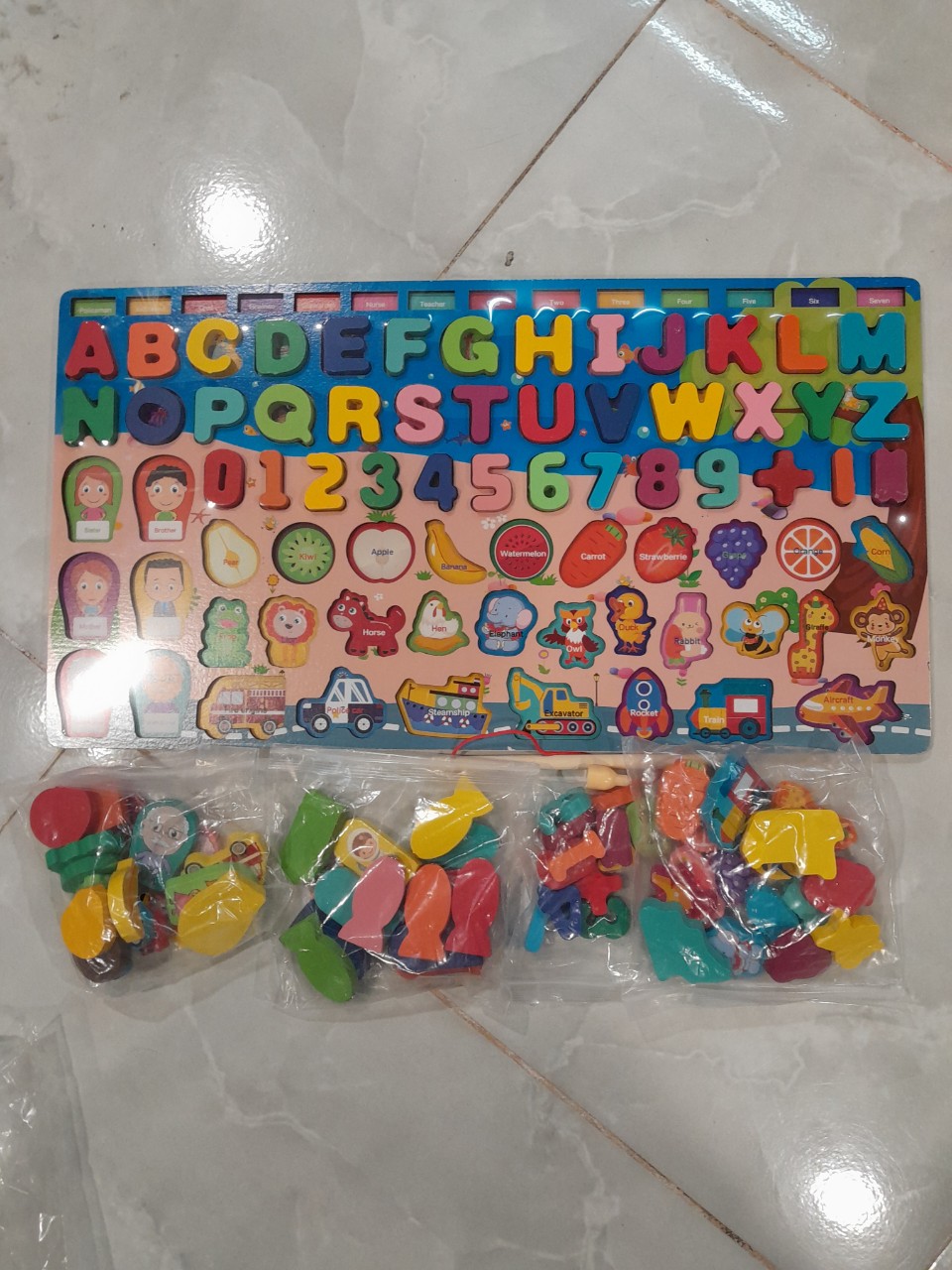 Đồ Chơi Gỗ, Bảng Gỗ Thông Minh 7in1, Đồ Chơi Câu Cá 88 Chi Tiết, Học Số, Học Chữ, Phương Tiện, Gia Đình, Đồ Chơi Giáo Dục
