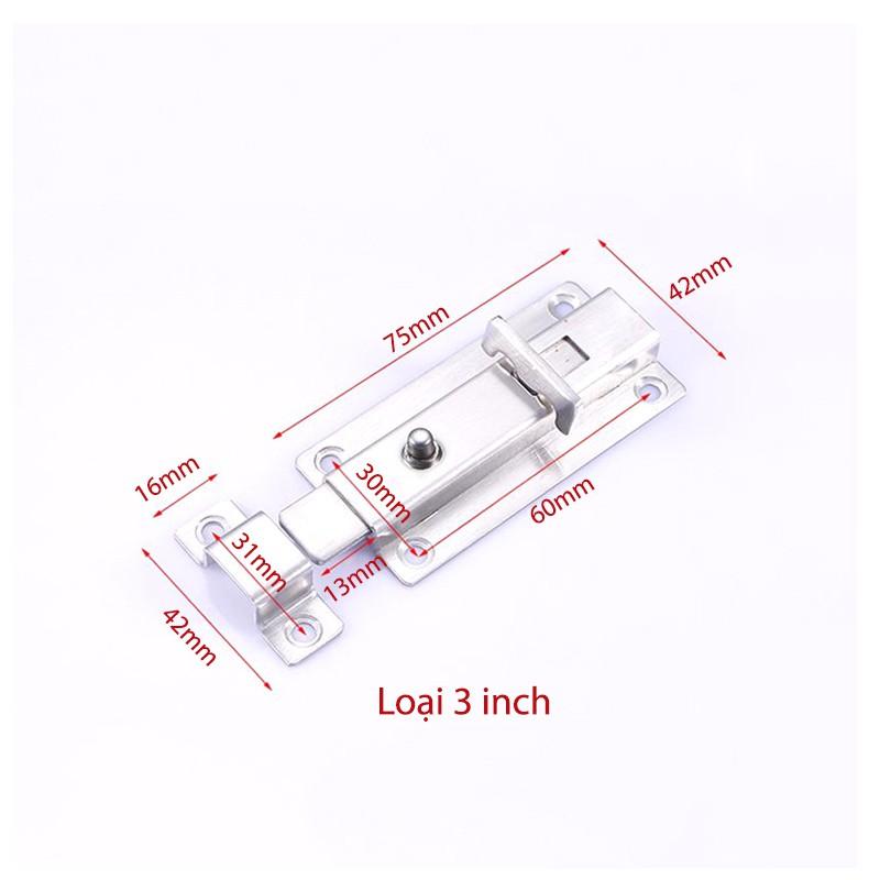 CHỐT CỬA NGANG BẰNG INOX KHÔNG GỈ 3 INCH