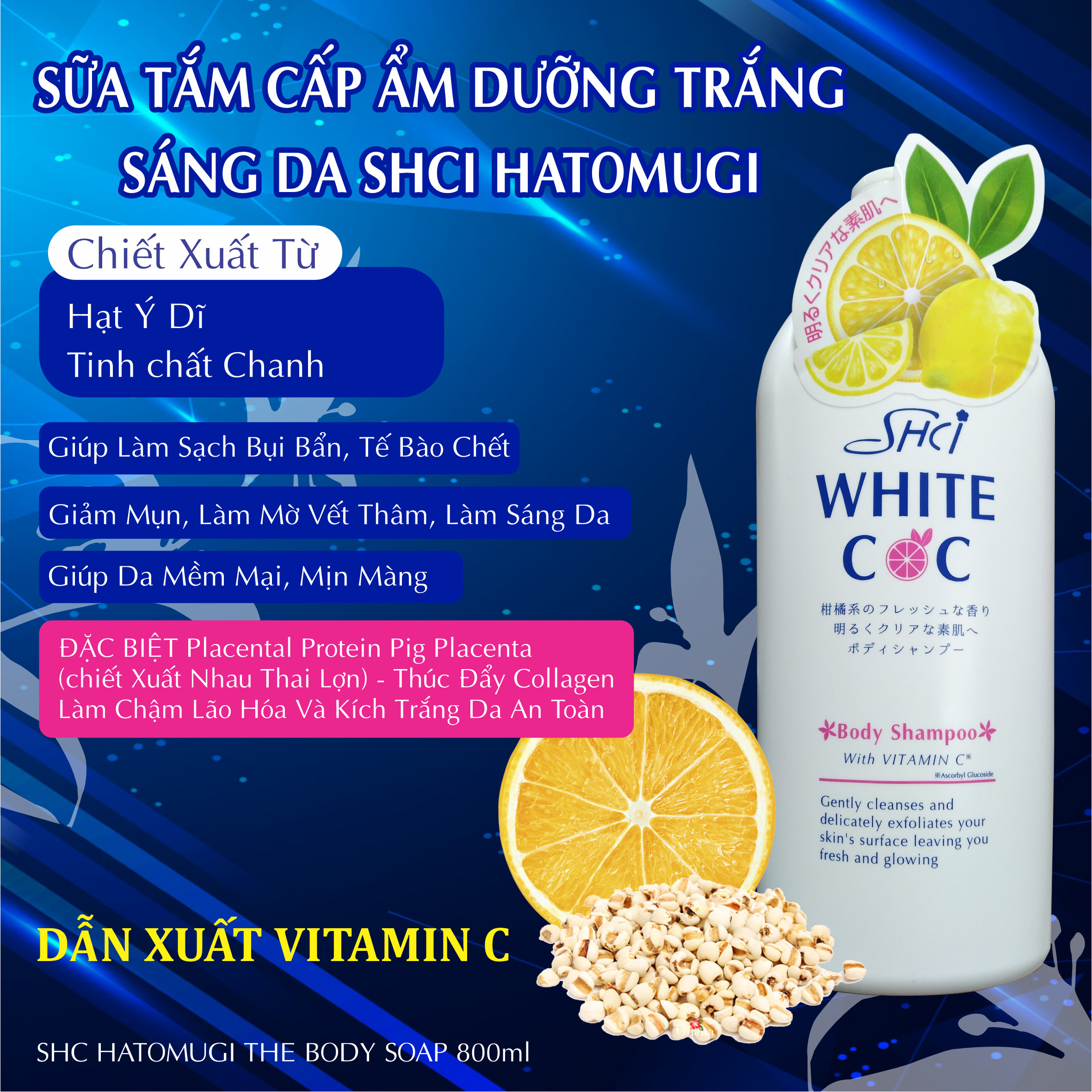 Sữa Tắm Dưỡng Trắng Da Chiết xuất Vitamin C SHCI Body Soap (Chai 360 mL)