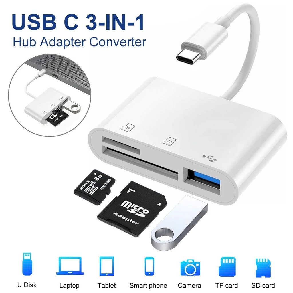 SD/TF chuẩn USB Type C Đầu đọc thẻ nhớ vỏ cao cấp - Hàng chính hãng ĐẦU ĐỌC THẺ NHỚ