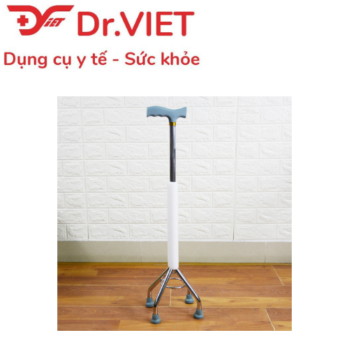 Gậy 4 chân, đế nhọn. B32 Màu trắng- Hỗ trợ người già, người tai nạn chấn thương, hỗ trợ đi lại, giúp người đi chuyển khó khăn, có thể điều chỉnh chiều cao (chính hãng).