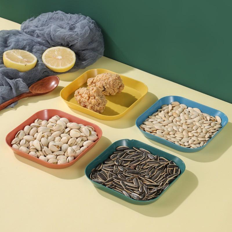 Set 6 Đĩa lúa mạch màu pastel vuông sâu, có hộp xịn xò, an toàn cho nhà bếp