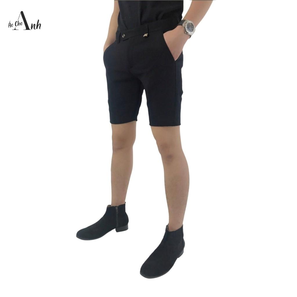 Quần short tây body chất vải co giãn mềm mại phong cách quần đùi nam vải Kate hàng chuẩn - Q007