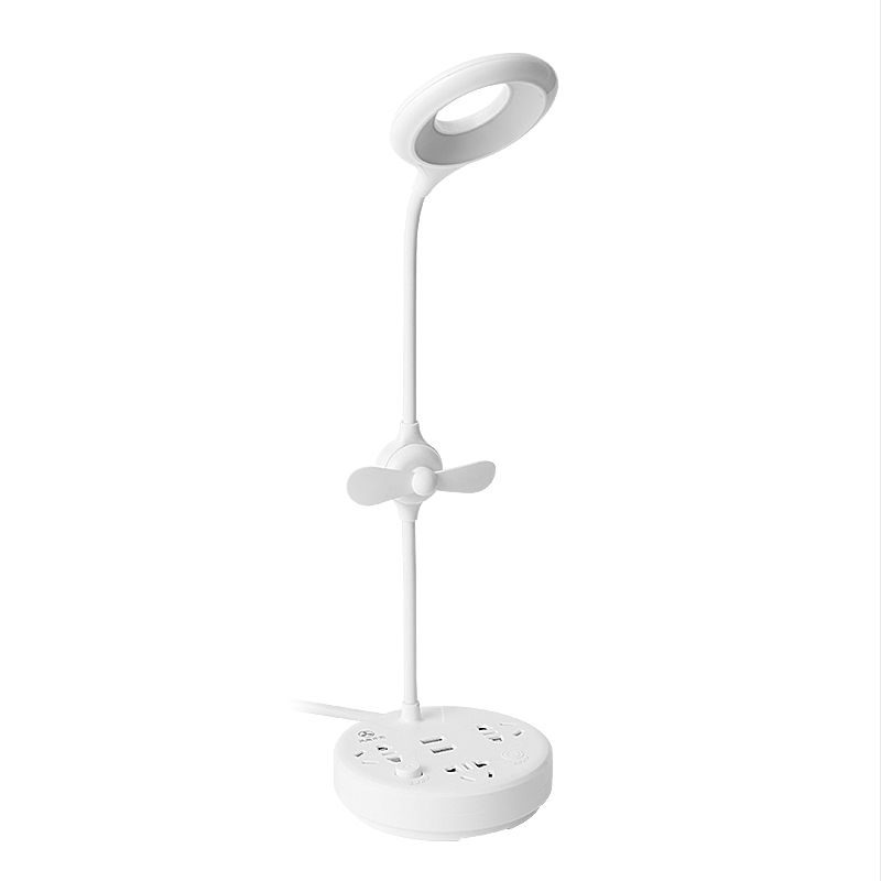 Ổ Cắm Đa Năng Tích Hơp Đèn Học Và Quạt Mini Đế Tròn T20