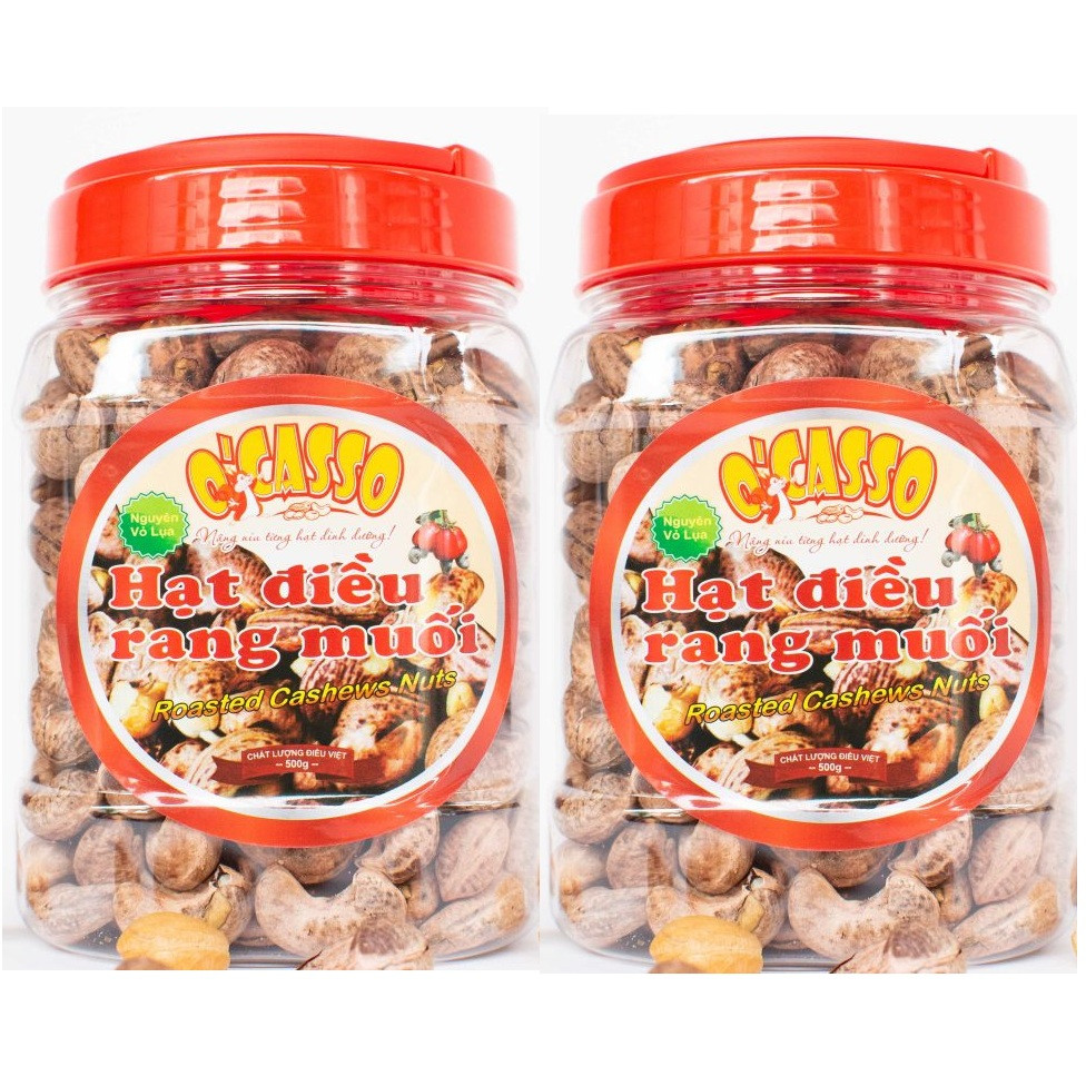 1Kg Hạt Điều Rang Muối Vỏ Lụa Loại A O'Casso (2 hộp 500g)