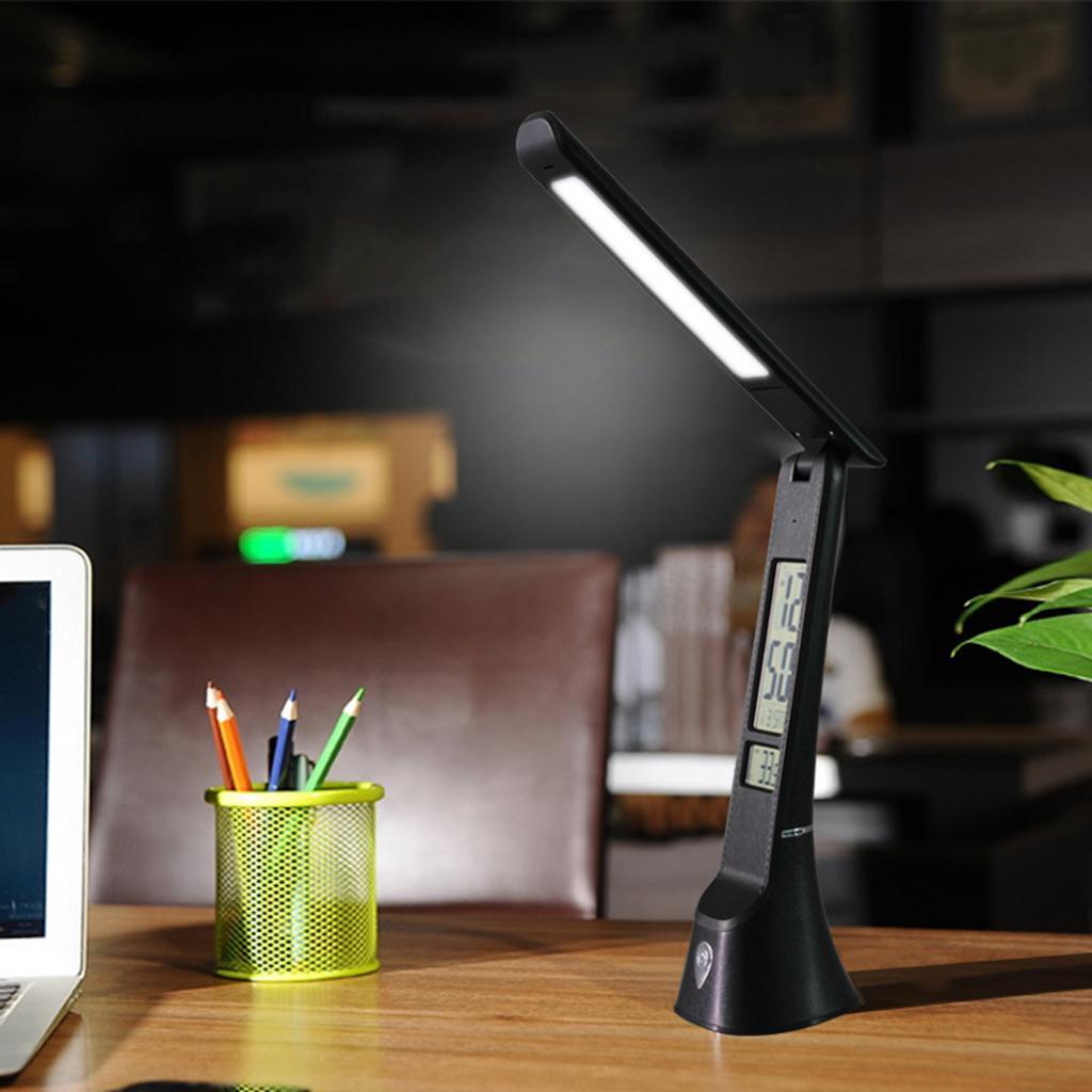 LED Desk Lamp Stepless Dimmable Folding Reading Light for Home Office White