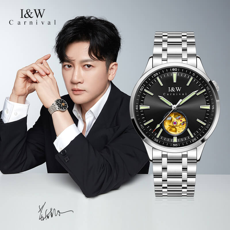 Đồng hồ nam chính hãng IW CARNIVAL IW590G-6 Kính sapphire ,chống xước,Chống nước ,Bảo hành 24 tháng,Máy cơ ,Dây kim loại thép không gỉ 316L,thiết kế lộ cơ