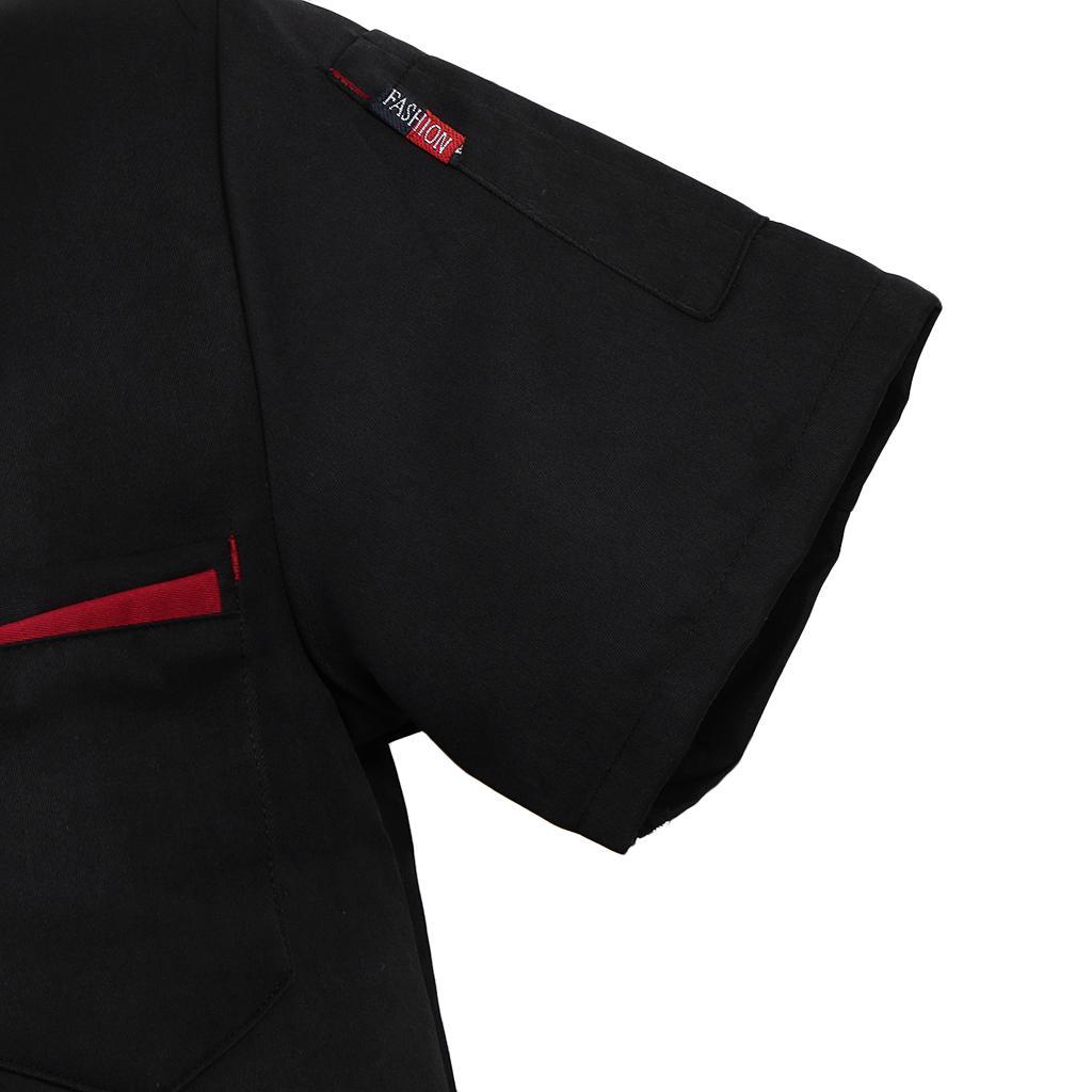 Unisex Short Sleeve Chef Coat Workwear Kitchen Jacket - Black, 4XL
