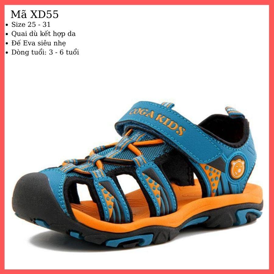 Sandal bít mũi XD55 cho bé trai, trẻ em nam 3 - 6 tuổi siêu nhẹ, đàn hồi, chống trơn trượt quai hậu thời trang