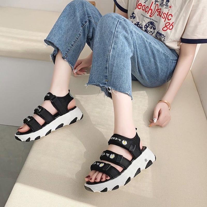 sandal nữ siêu nhẹ chất cao su non đính bông cúc S203