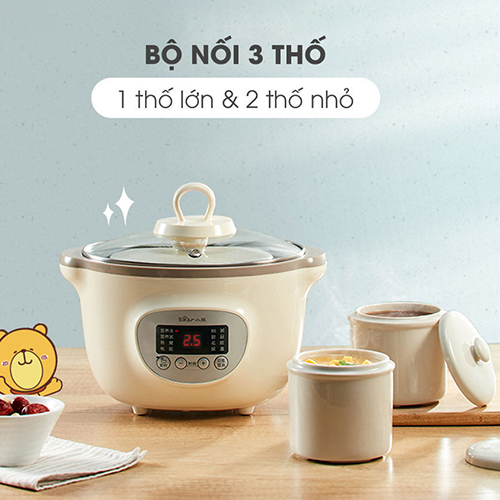 Nồi nấu chậm đa năng kèm lồng hấp Bear DDZ-D16J3 1.6L - Hàng Chính Hãng