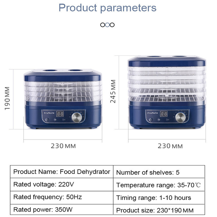 Máy sấy thực phẩm và trái cây 360 độ thương hiệu cao cấp Frunuts L-01D - Có 5 tầng sấy riêng biệt - HÀNG NHẬP KHẨU