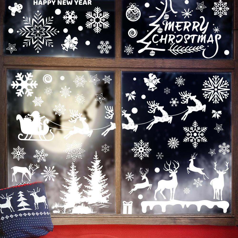 Hình ảnh cửa sổ Giáng sinh tự dính, Aivatoba Trang trí cửa sổ Giáng sinh Phòng trẻ em Ông già Noel Trang trí cửa sổ bông tuyết mùa đông Hình ảnh cửa sổ Giáng sinh