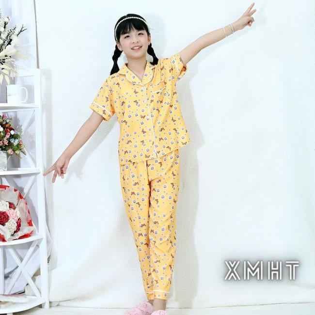 Pijama tay ngắn quần dài vải LỤA cao cấp mềm mịn cho bé size 14-42kg 238