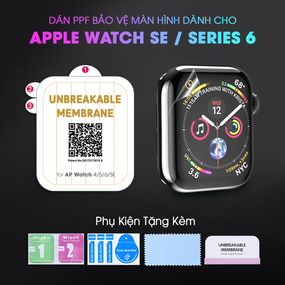 Miếng Dán Màn Hình Mặt Trước PPF Dành Cho Apple Watch SE / Series 6- Hàng Chính Hãng
