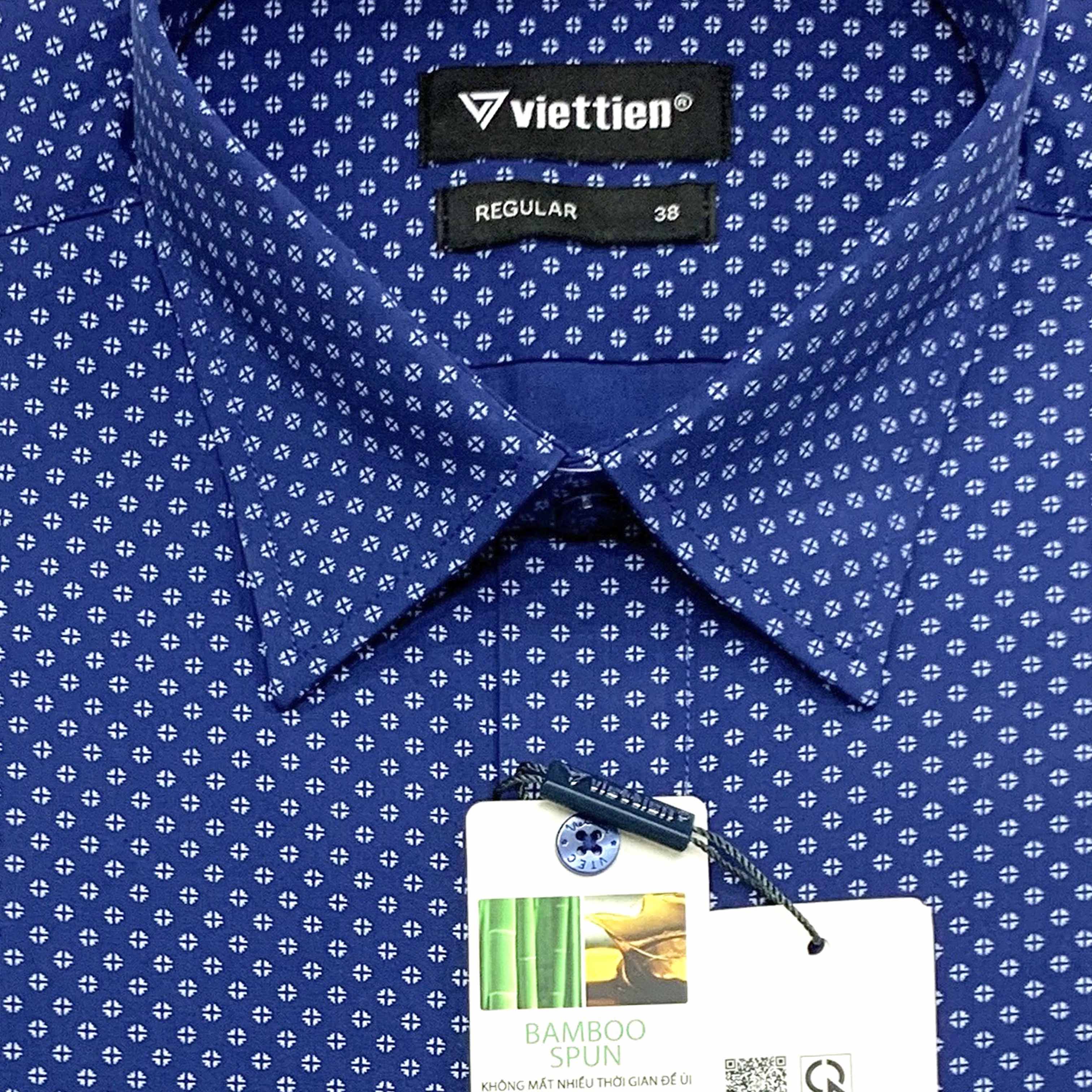 Viettien - Áo sơ mi nam dài tay chấm bi 1Q1181 regular