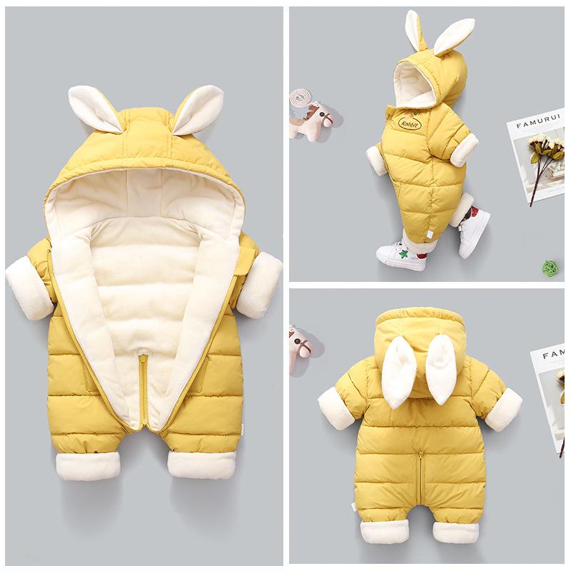 OLEKID 2021 Mùa Đông Cho Bé Rompers Plus Nhung Ấm Cho Bé Gái Snowsuit Hoạt Hình Thỏ Con Bé Trai Liền Quần Cho Bé Áo Liền Quần Quần Áo