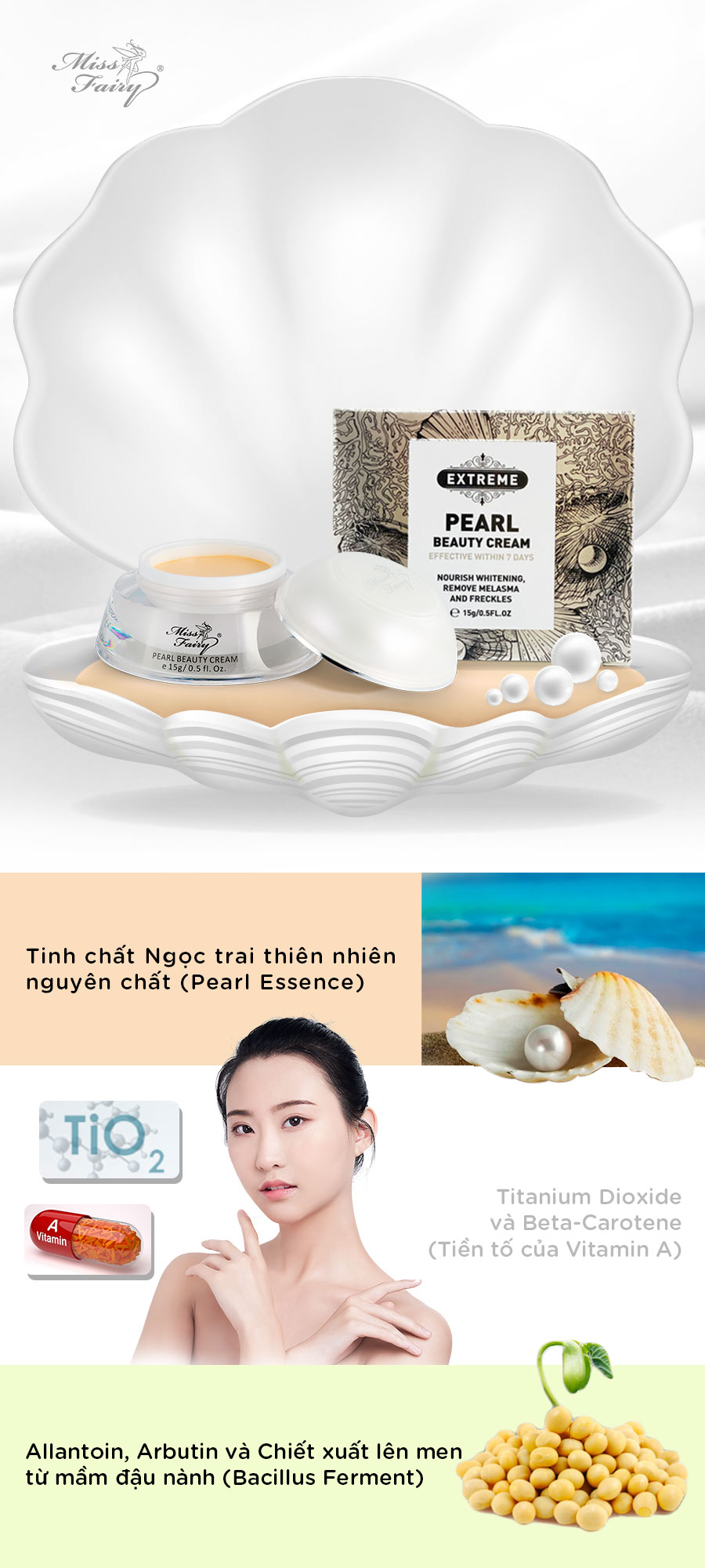 KEM MISSFAIRY NGỌC TRAI 15G - XOÁ THÂM NÁM - ĐỒI MỒI - TÀN NHANG