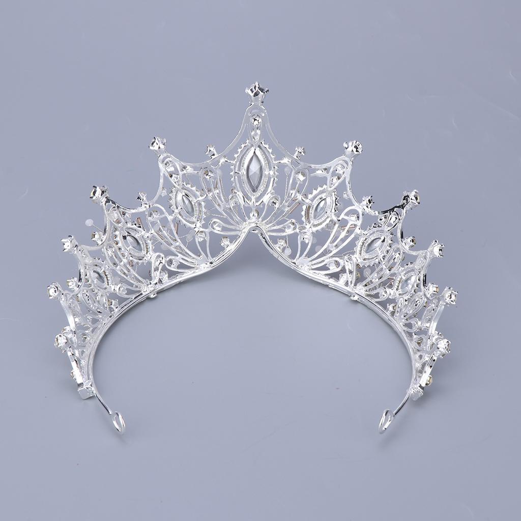 Silver Rhinestone Tiara for Bridal Wedding Exquisite Headwear Crystal Crown