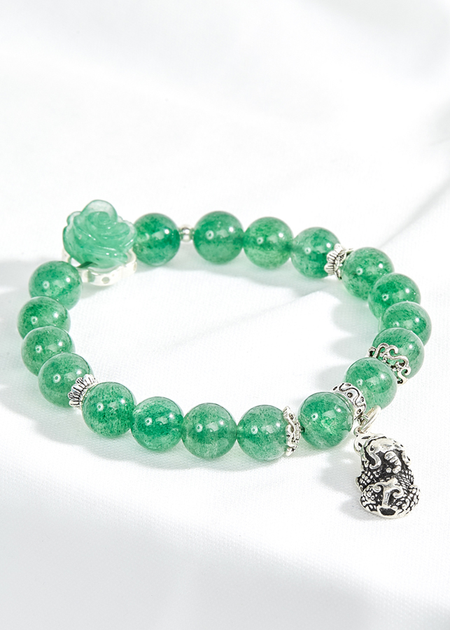 Vòng tay thạch anh xanh phối charm Tỳ Hưu Ngọc Quý Gemstones