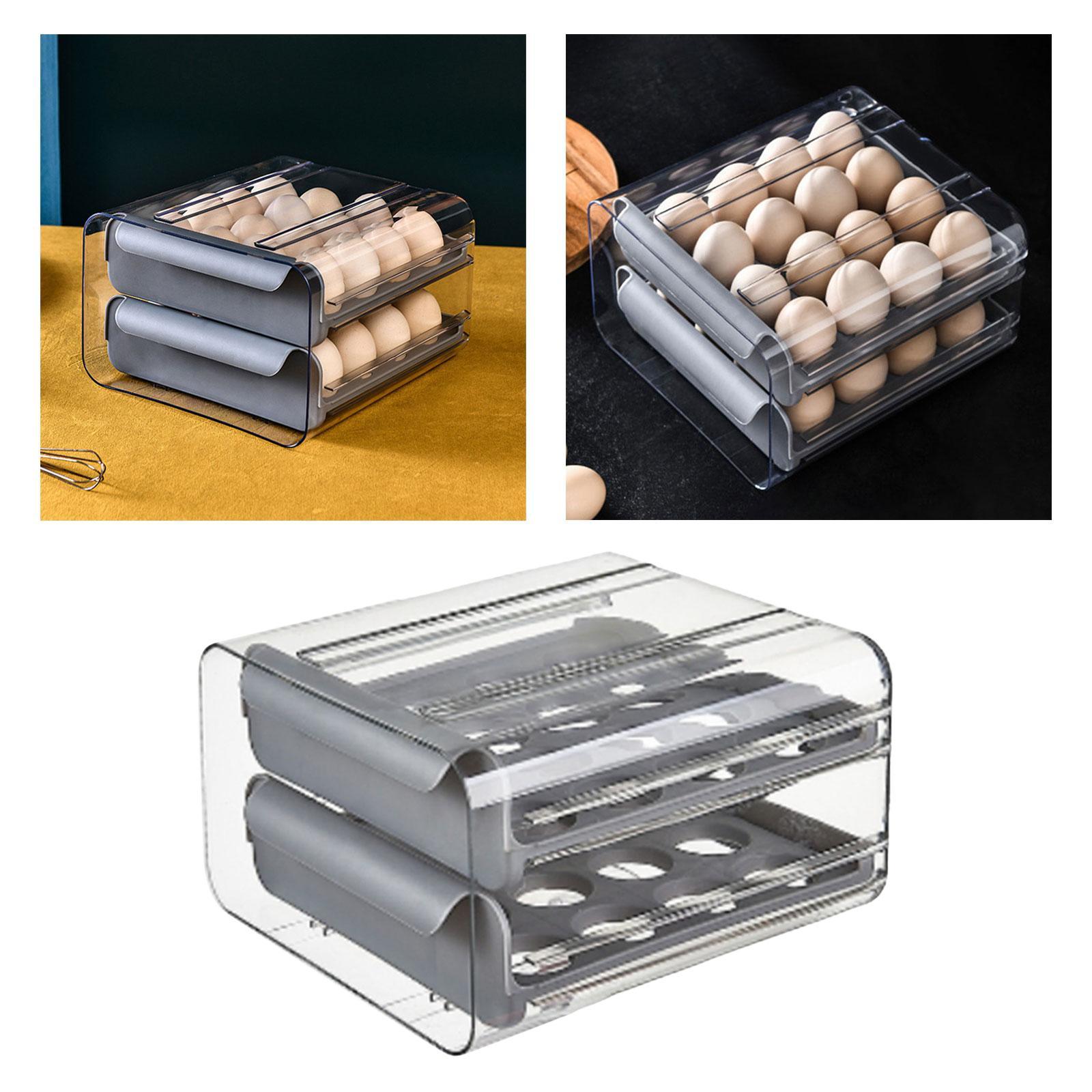 Egg Holder for Refrigerator Egg Tray Durable Large Capacity Transparent Egg Storage Container Drawer Egg Fresh Storage Box for Cupboard