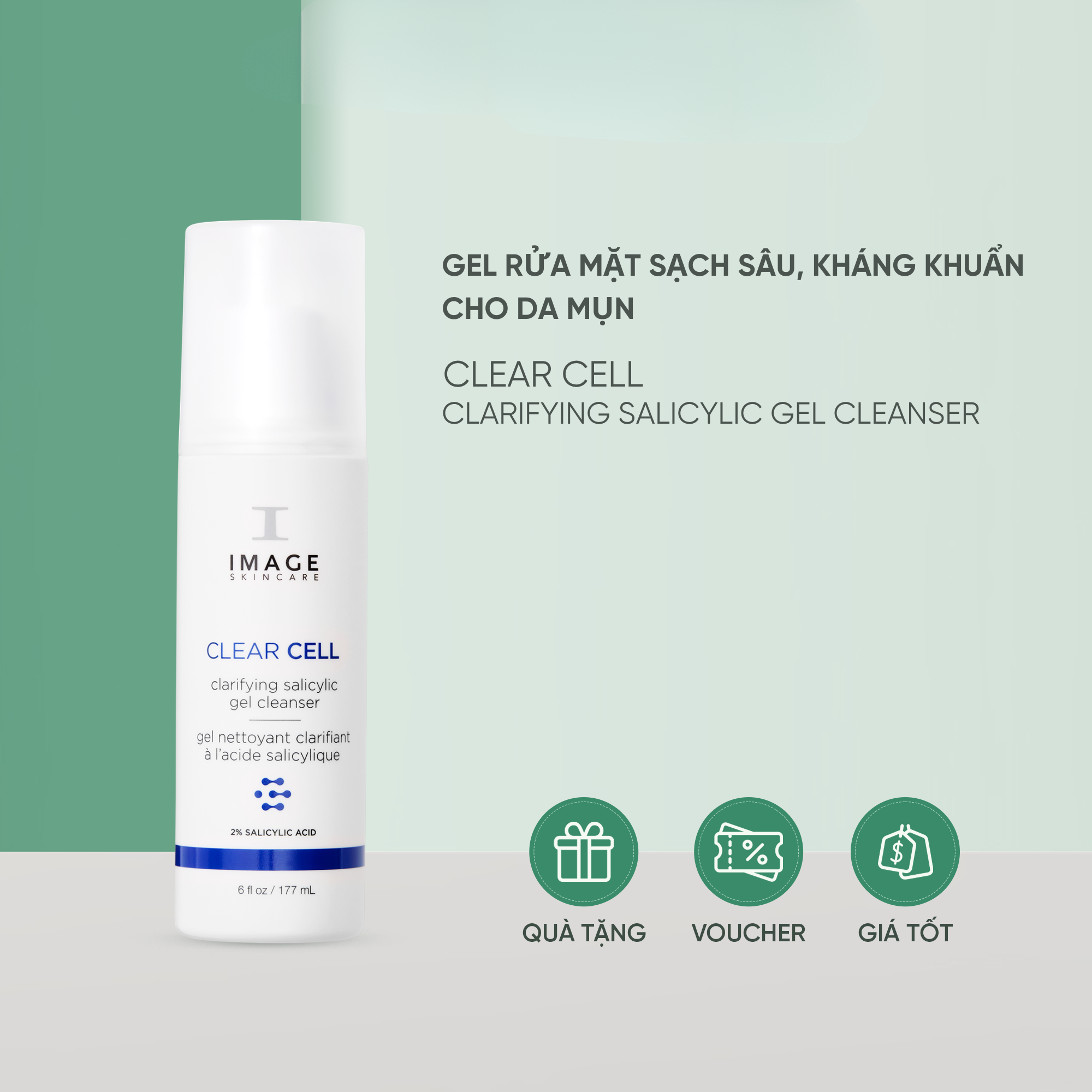 Sữa rửa mặt Clear Cell Salicylic Gel Cleanser làm sạch sâu, hỗ trợ kháng khuẩn cho da dầu mụn 177ML