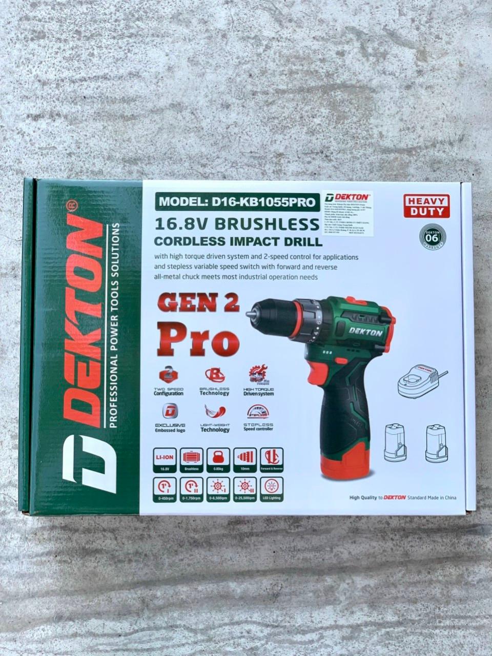 MÁY KHOAN ĐỘNG LỰC DÙNG PIN 16.8V DEKTON D16-KB1055PRO - HÀNG CHÍNH HÃNG