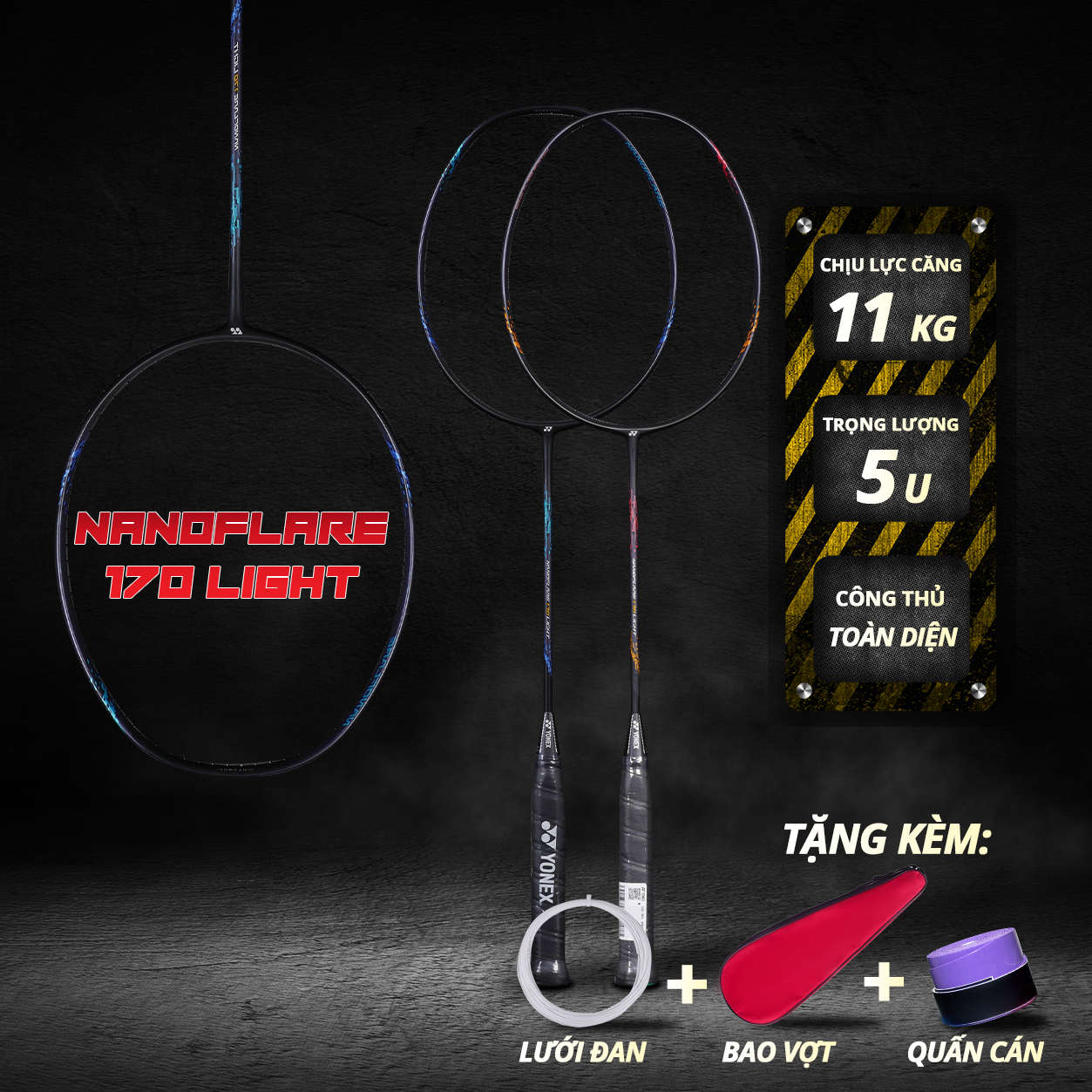 Vợt Cầu Lông Yone NanoFlare 170 Light - Dòng Vợt Thích Hợp Cho Nữ và Cho Người Đánh Thủ , Phản Tạt