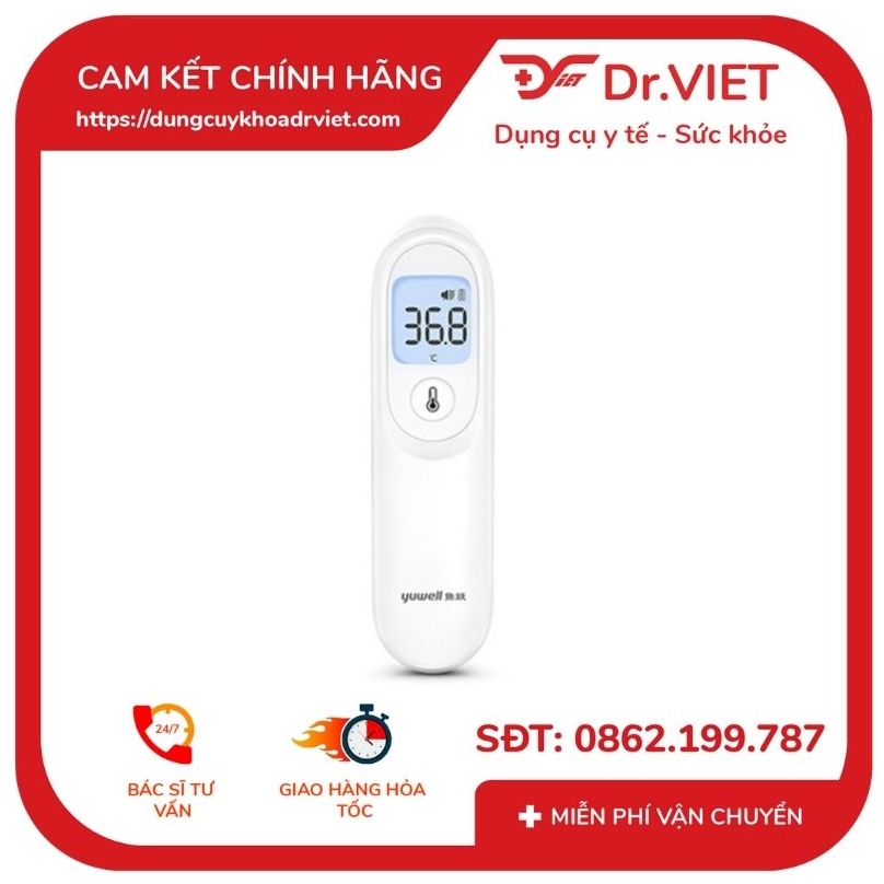 Nhiệt kế hồng ngoại Yuwell YT-1C cao cấp chính hãng - hoạt động ổn định với độ chính xác cao, thời gian cho kết quả nhanh - Drviet