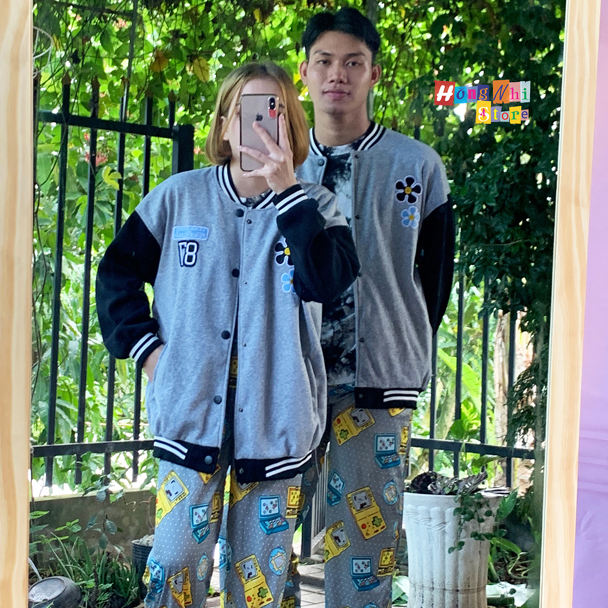 Áo Khoác Bomber Thêu Hoa 87 Viền Cổ Ulzzang Unisex Dáng Rộng Nam Nữ - MM