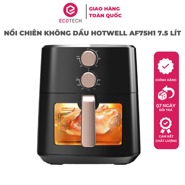 Nồi Chiên Không Dầu HOTWELL AF75H1 7.5 Lít Màu Đen, Bảo Hành 12 Tháng, 1 Đổi 1 Trong 100 Ngày - Hàng Chính Hãng