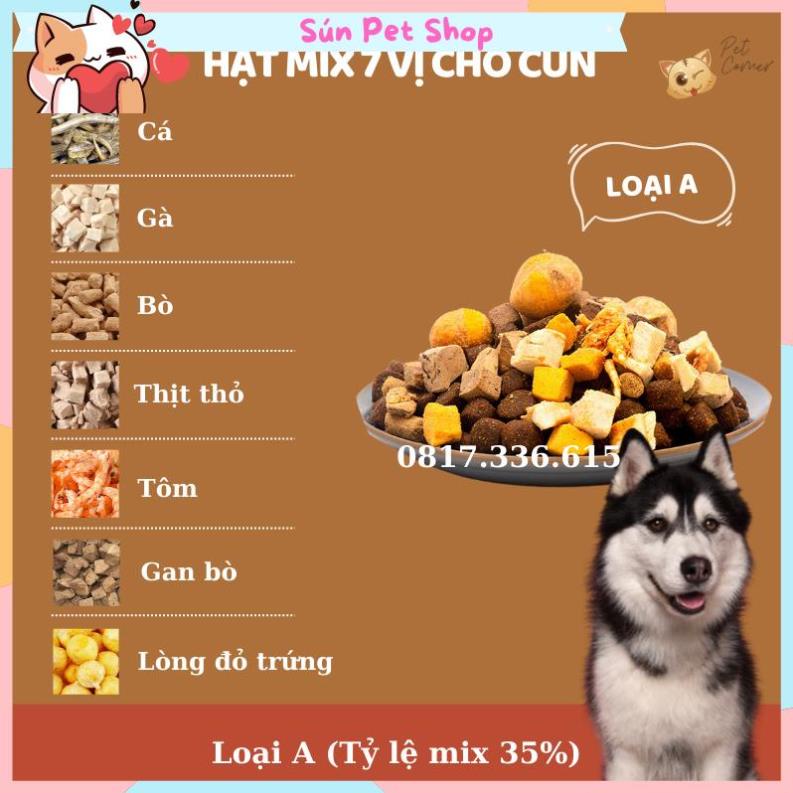 Hạt mix cao cấp cho cún trộn thịt bò, gà, tôm, cá, lòng đỏ trứng, rau củ quả - Thức ăn hạt cho chó kén ăn