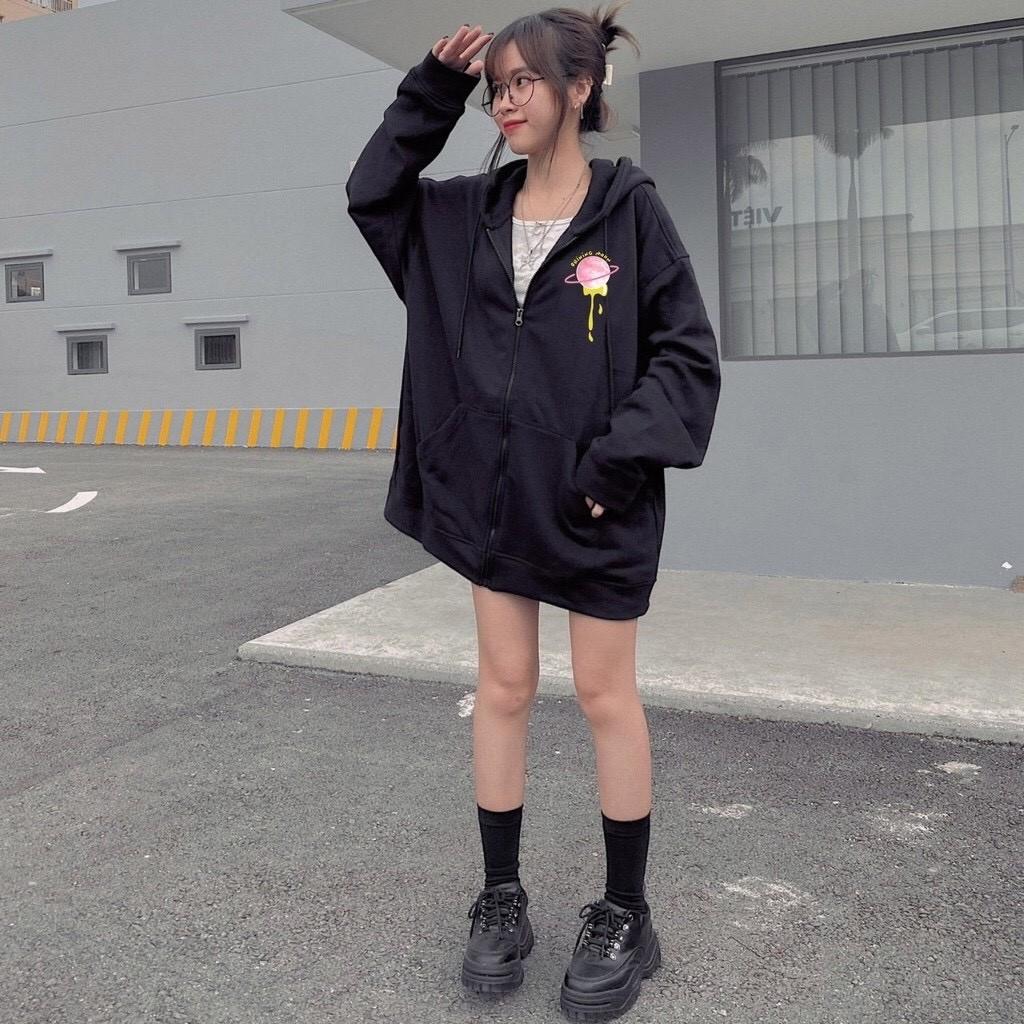 Áo khoác nỉ hoodie dây kéo có mũ áo khoac ulzzang street style Hàn quốc MOON LECHAU AKN11 trẻ trung năng động giá rẻ