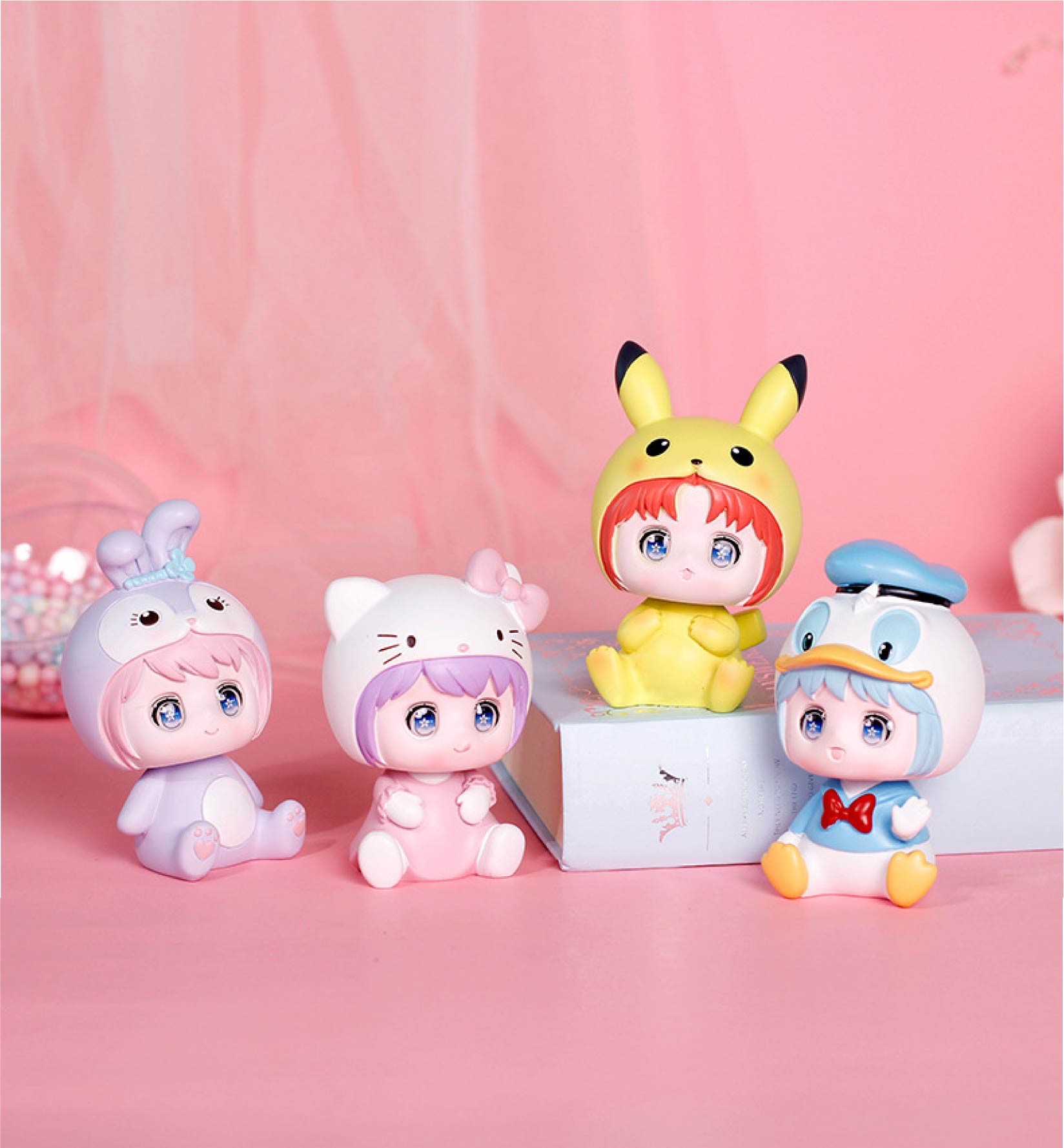 Set 4 Tượng Trang Trí Bé Cái Anime Cute Trang Trí Đẹp Cho Bàn Học Phòng Ngủ