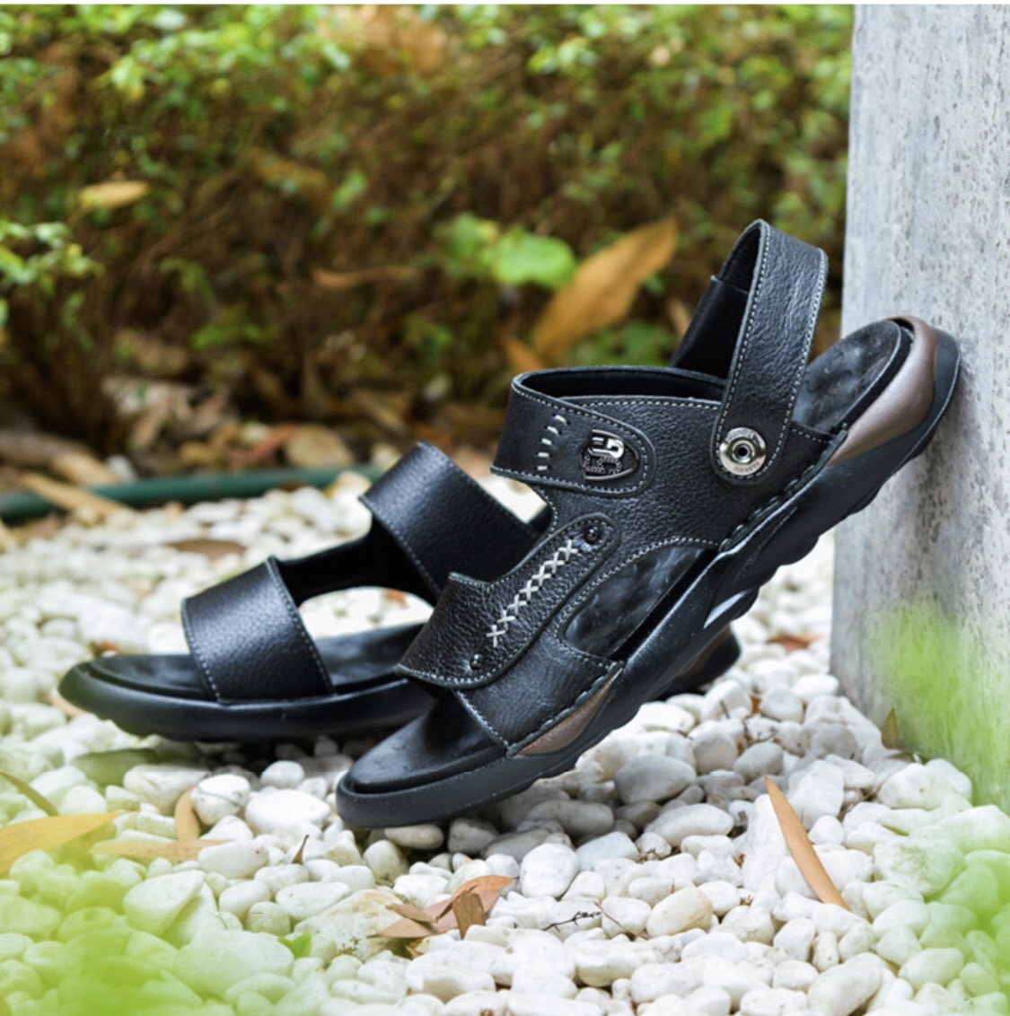 Sandal da bò đế kếp, da thật 100% kết hợp đế kếp cao 3,5cm cực đẹp khâu may chân quai siêu chắc chắn SD88