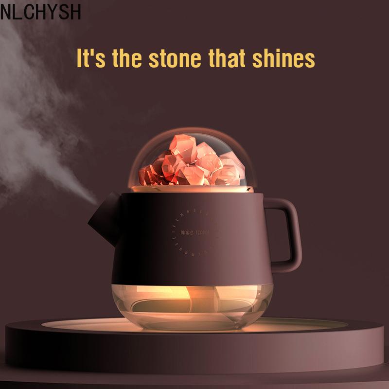 Di Động Pha Lê Aromatheraphy Máy Tạo Độ Ẩm Không Dây Tinh Máy Khuếch Tán Tinh Dầu LED Muối Himalaya Thoáng Mát Sương Máy Phun Sương Tạo Độ Ẩm