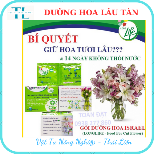 (1 gói) DƯỠNG HOA LÂU TÀN LONG LIFE, KHÔNG THỐI NƯỚC, BỘT DƯỠNG HOA KHÔNG HÉO