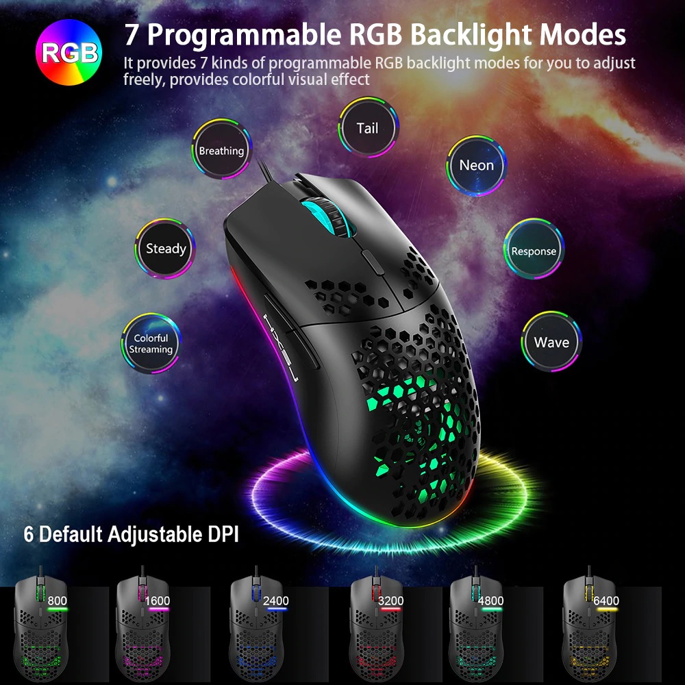 Chuột Gaming LED RGB Chơi Game Có Dây J900 - Hàng Nhập Khẩu