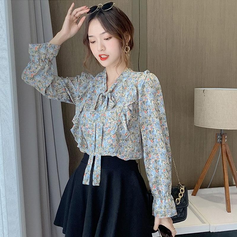 Áo sơ mi nữ hoa nơ cổ